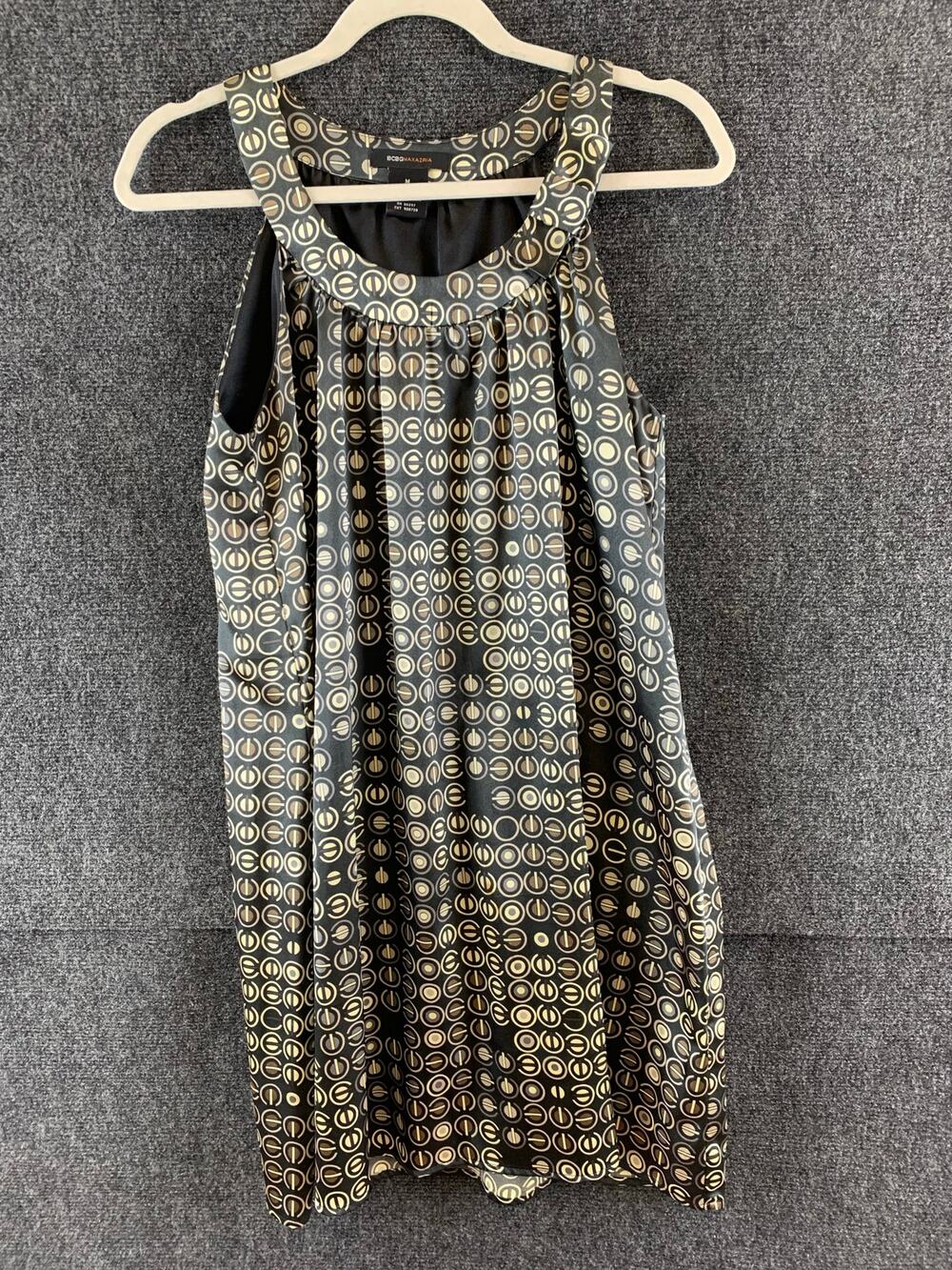 Bcbgmaxazria Shift Dress Women MOD ROUND PRINT Sleeveless Black Size Medium